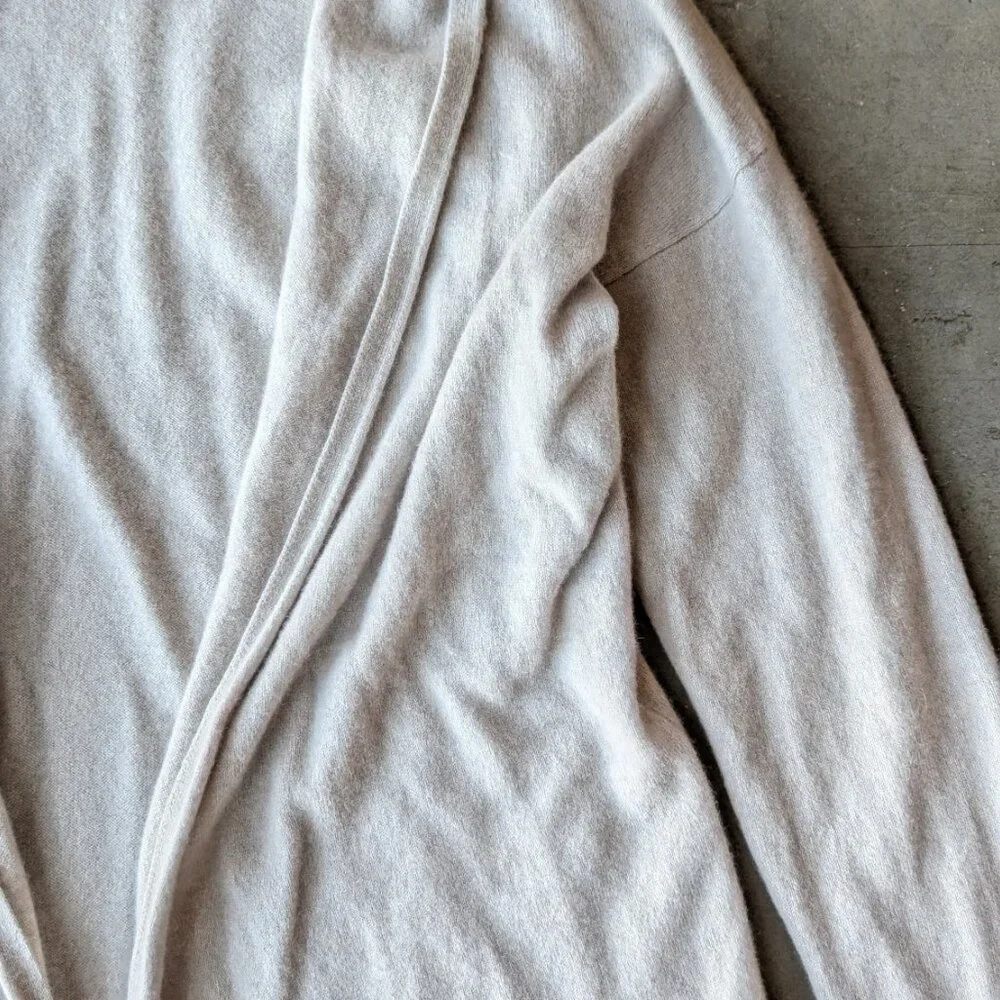St. Tropez West Beige Cashmere Hooded Open Front Cardigan size XL